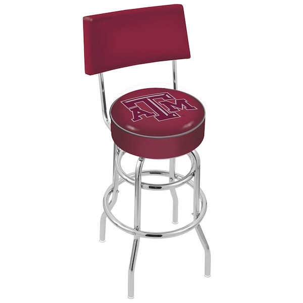 25" Chrome 2-Ring Texas A&M Swivel Bar Stool, Back