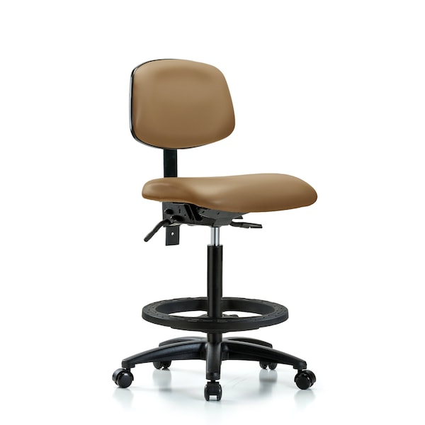 Chair, Fab, Hi Bench, RT Tilt Casters, Blk, No Arms, 26" to 35" Height, Taupe