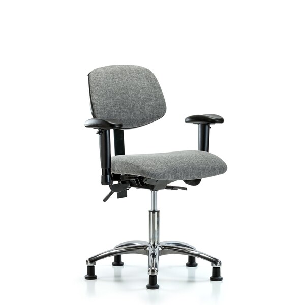 Desk Chair Desk Chair, Fabric, Chrome AA Glides, Gry, Adjustable Arms, 19" to 24" Height, Fabric, Grey