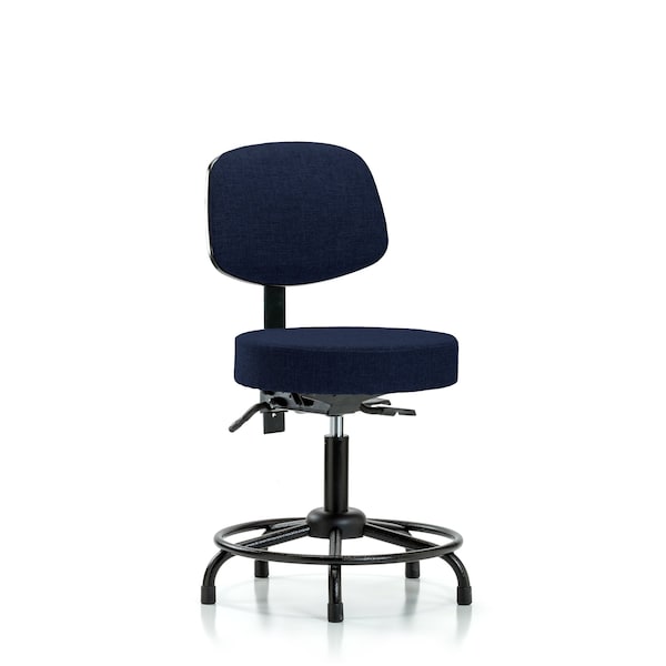 Desk Stool, Fabric, Bk, RT, Glides, Nav