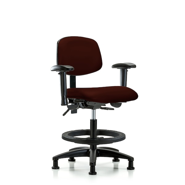 Chair, Vinyl, Med Bench, AA BF Glides, Burg, 6-Way Adjustable, 22" to 29" Height, Burgundy