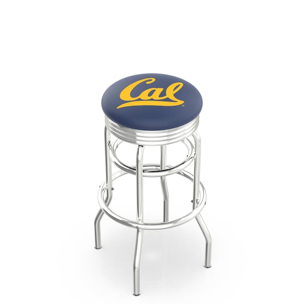 25" Chrome 2-Ring Cal Swivel Bar Stool, Accent Ring
