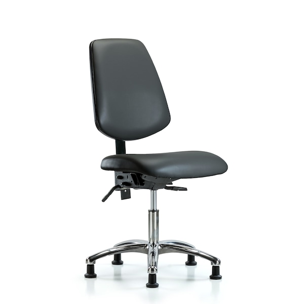 Vinyl Chair Chrome, Desk, Med Back, Tilt, Glides, Carbon