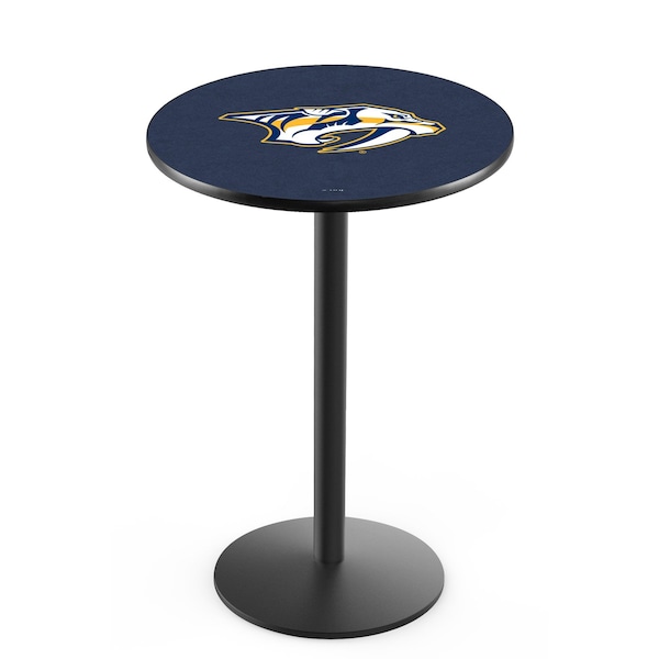 42" Blk Wrinkle Nashville Predators Pub Table, 36" dia. Top