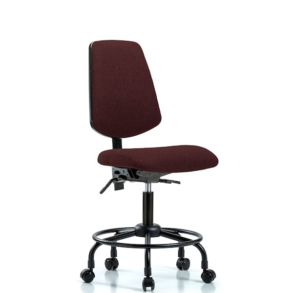 Desk Chair Fab Desk Chair, Med, Bk, RT, Casters, Bur, No Arms, 21" to 26" Height, Fabric, Burgundy