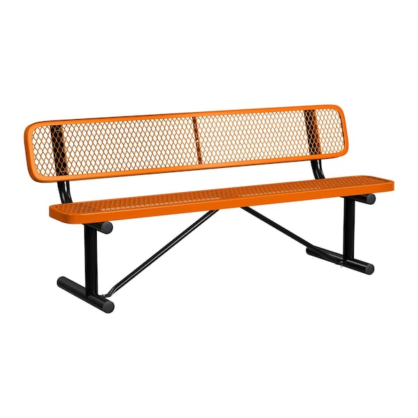 Bench/Back, Portable, 6ft., Orange