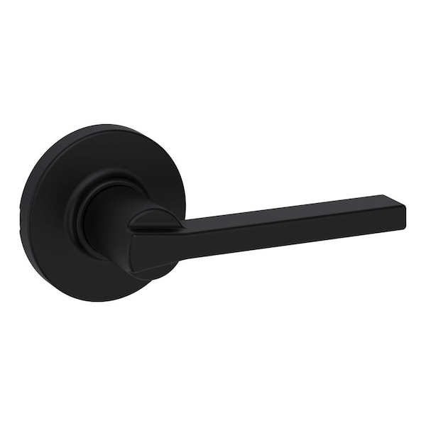 Casey Lever with Round Rose Passage Door Lock with 6AL Latch and RCS Strike Iron Black Finish