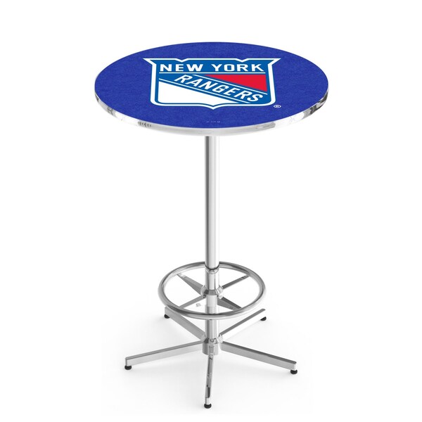 42" Chrome New York Rangers Pub Table, 36" dia. Top