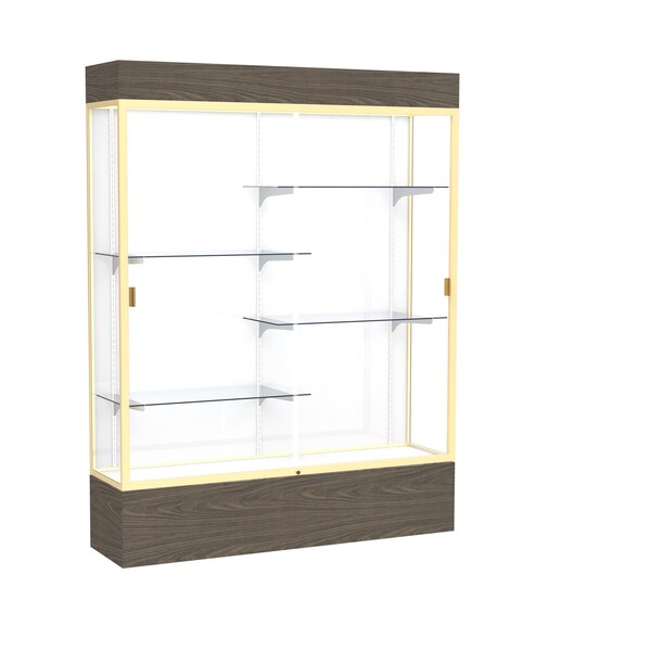 Lighted Floor Display Case 60x80x16, White, Champange