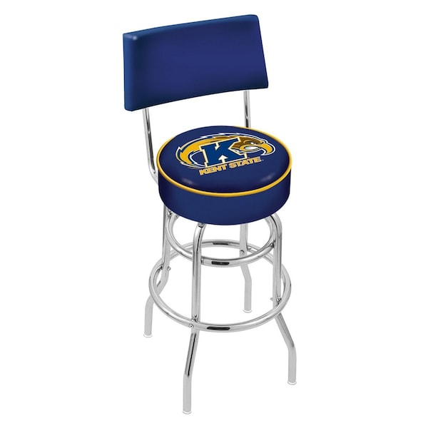25" Chrome 2-Ring Kent State Swivel Bar Stool, Back