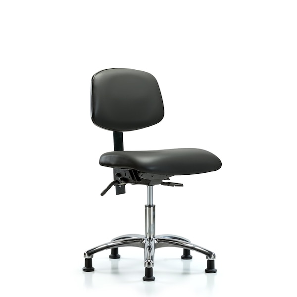 Vinyl Chair Chrome, Desk, Tilt, Glides, Carbon