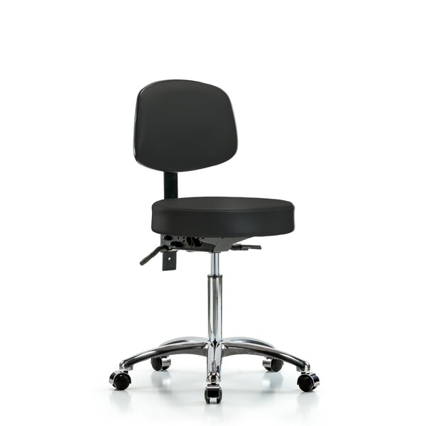 Bench Stool, Med, Vin, Bk Chrome, Cast, BLK