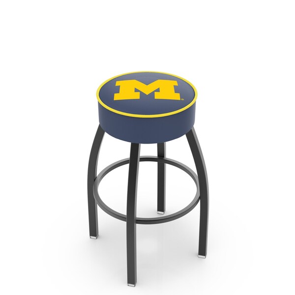 25" 4" Michigan Cushion Seat, Blk Wrinkle Base Swivel Bar Stool