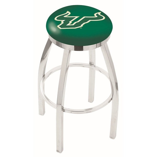 25" Chrome South Florida Swivel Bar Stool, Accent Ring