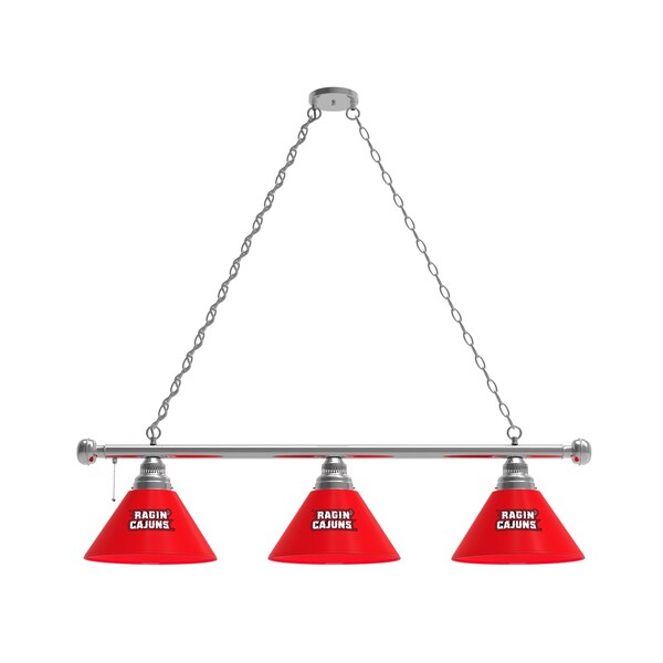 Louisiana-Lafayette 3 Shade Billiard Light, Chrome Fixture
