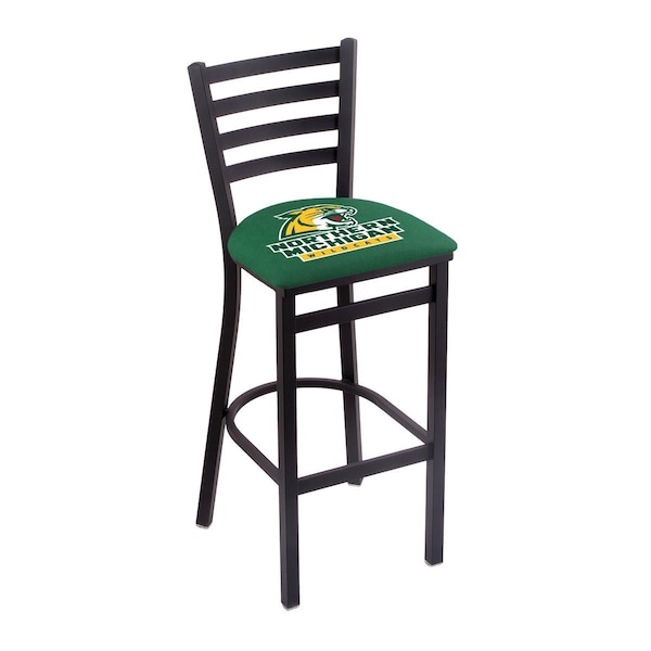 25" Blk Wrinkle Northern Michigan Stationary Counter Stool, Ladder Back