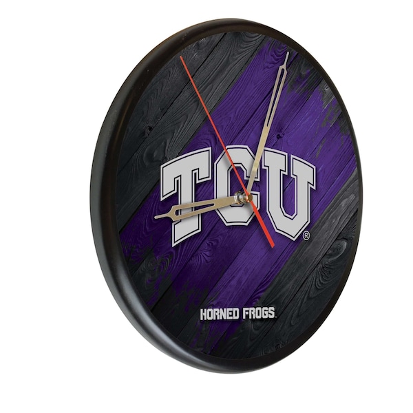Texas Christian University 13" Solid Wood Clock