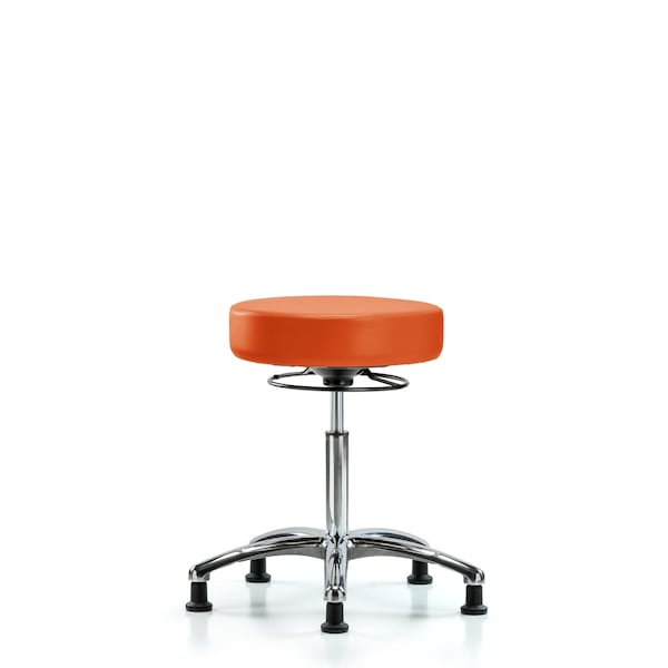Vin Stool without Back Chrome-Medium Bench Ht with Stationary Glides in Orange Kist Trailblazer Vin