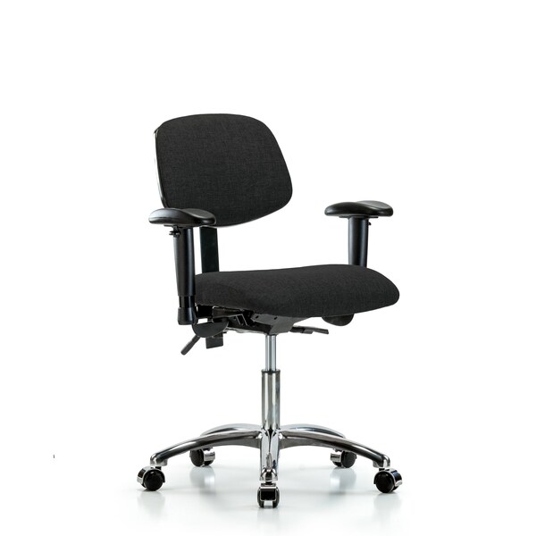 Desk Chair Desk Chair, Fab, Chr Tilt AA Casters, Blk, Adjustable Arms, 19" to 24" Height, Fabric
