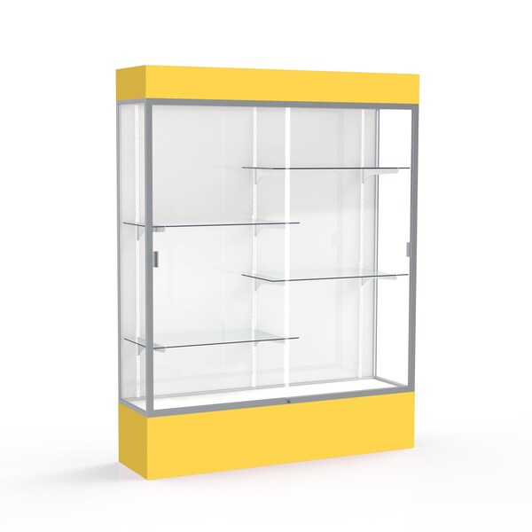 Lighted Floor Display Case 60x80x16, White, Satin