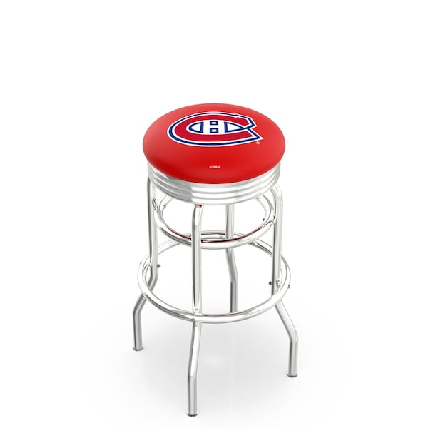 25" Chrome 2-Ring Montreal Canadiens Swivel Bar Stool, Accent Ring