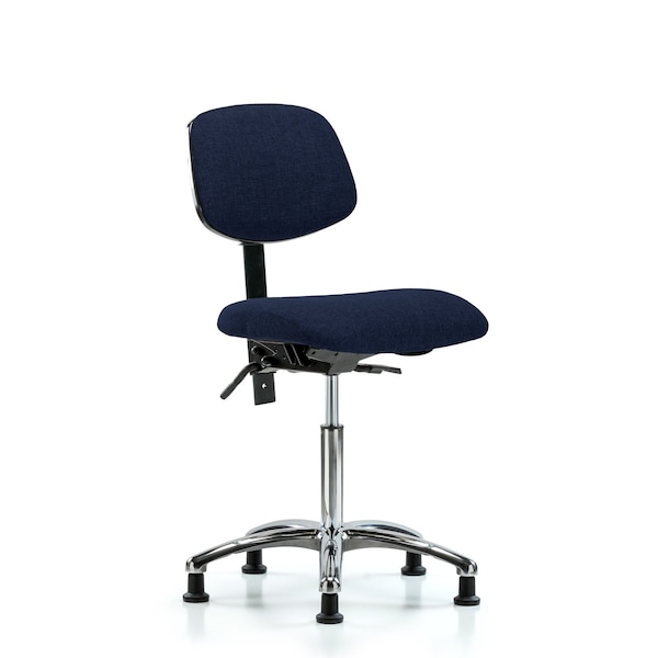 Chair, Fabric, Med Bench, Chrome Glides, Nav, No Arms, 22" to 29" Height, Dark Blue