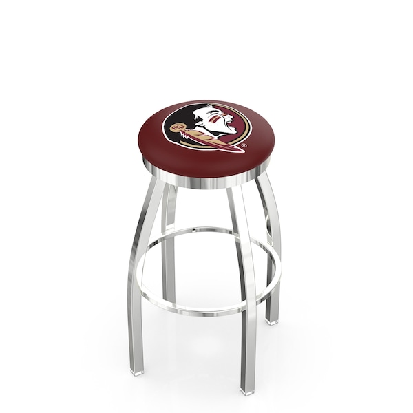 25" Chrome Florida State (Head) Swivel Bar Stool, Accent Ring