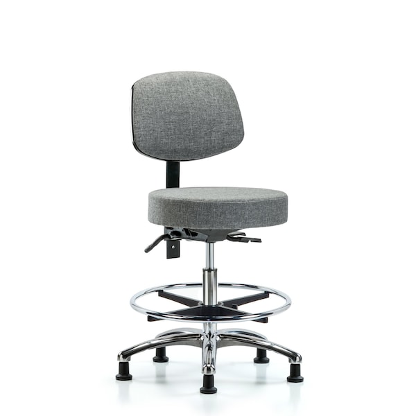 Bench Stool, Med, Fabric, Bk CF, Gld, Gry