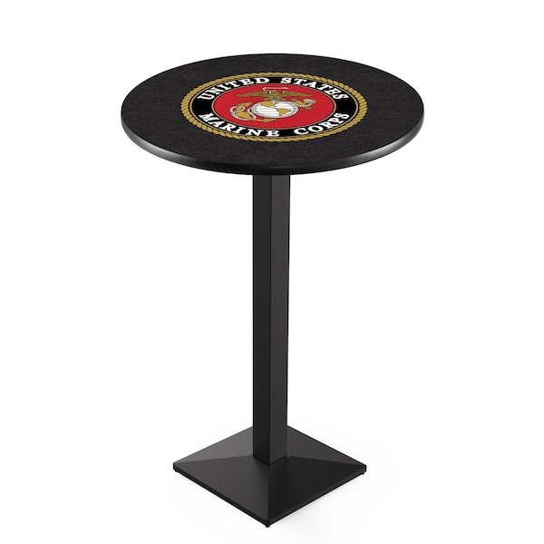 42" Blk Wrinkle U.S. Marines Pub Table, 36" dia. Top