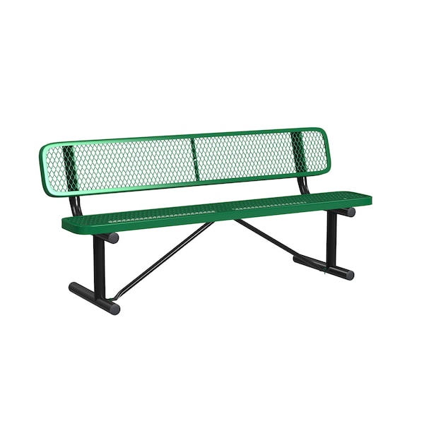 Leisure Craft 6 FT Outdoor Bench with Back, Portable, Green