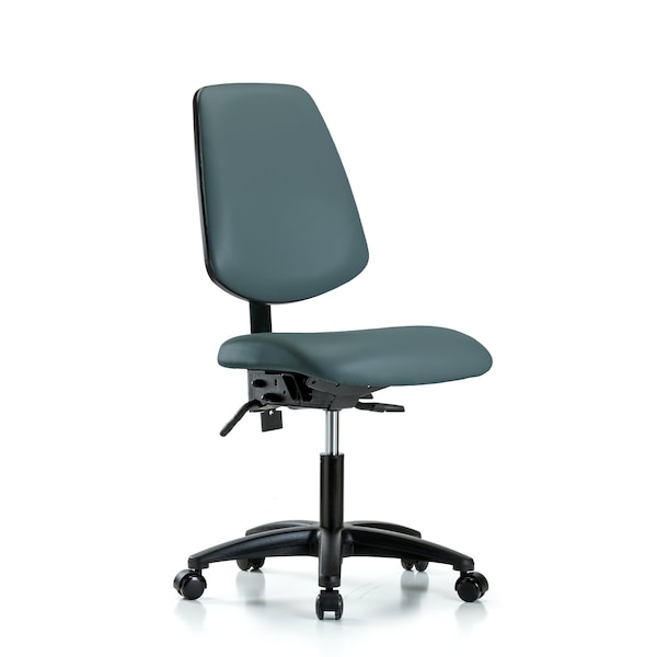 Desk Chair No Arms, 18" to 23" Height, Vinyl, Colonial Blue