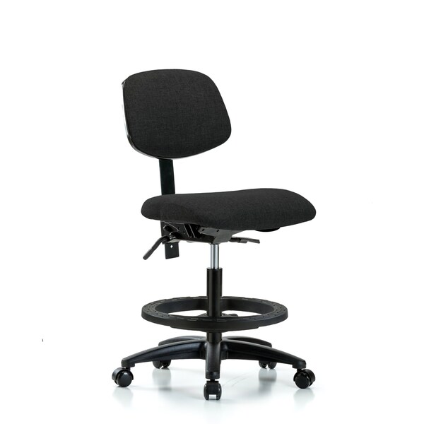 Chair, Fabric, Med Bench, BF Casters, Blk, No Arms, 22" to 29" Height, Black