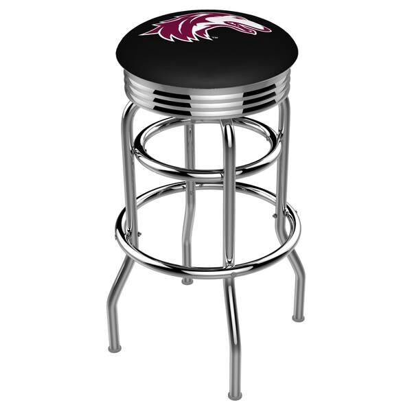 25" Chrome 2-Ring Southern Illinois Swivel Bar Stool, Accent Ring