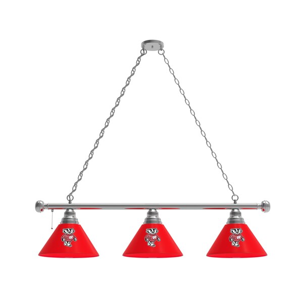 Wisconsin "Badger" 3 Shade Billiard Light, Chrome Fixture
