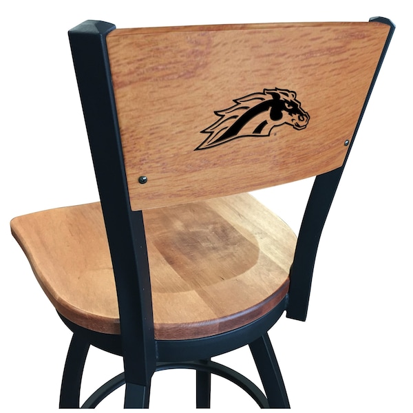 25" Blk Wrinkle Western Michigan Swivel Bar Stool, Laser Engraved Back