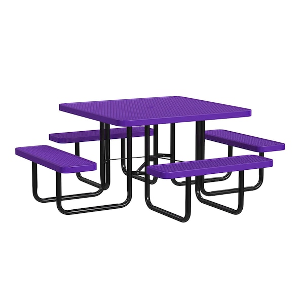 Square Picnic Table, Purple, Surface Mount, 46 in