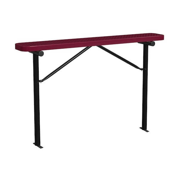 Bench w/oBack, Ingroud Mount, 6ft, Burgundy