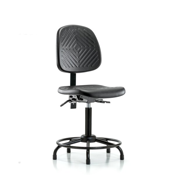 Benchch Chair, Poly, Med, Bk, RT, Glides, No Arms, 19-1/2" to 27-1/2" Height, Black; Blue