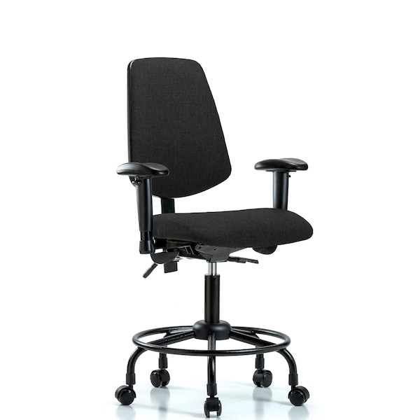 Desk Chair Fab Desk Chair, Med, Bk, RT, Cast, Blk, Adjustable Arms, 21" to 26" Height, Fabric, Black
