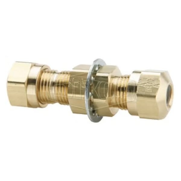 Air Brake Bulkhead Union, 5/8 in x 13/16-18, Tube x Straight Thread, Brass, Domestic