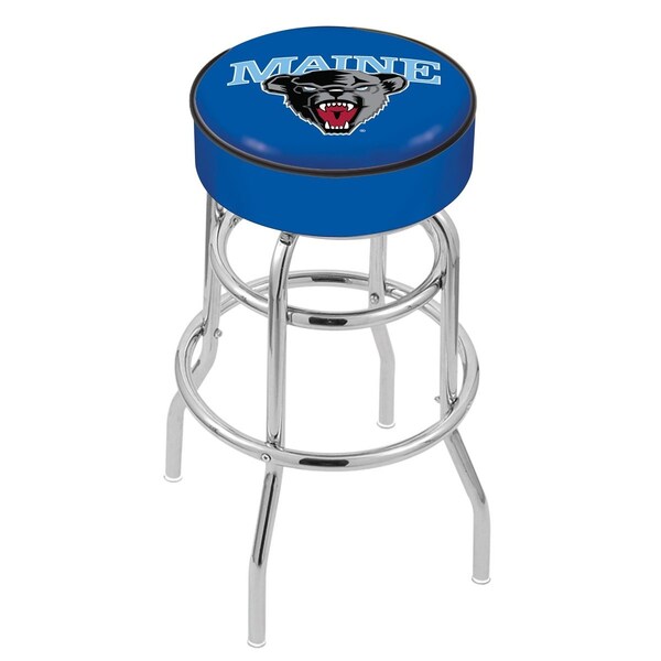 25" 4" Maine Cushion Seat, Double-Ring Chrome Swivel Bar Stool