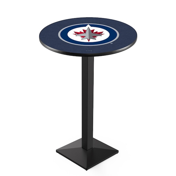 42" Blk Wrinkle Winnipeg Jets Pub Table, 36" dia. Top