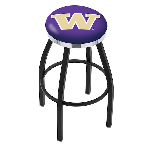 25" Blk Wrinkle Washington Swivel Bar Stool, Chrome Ring
