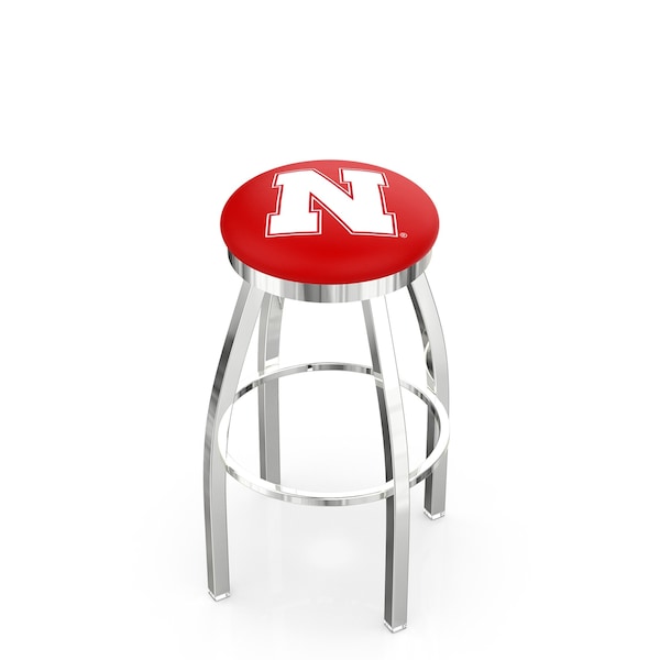 25" Chrome Nebraska Swivel Bar Stool, Accent Ring