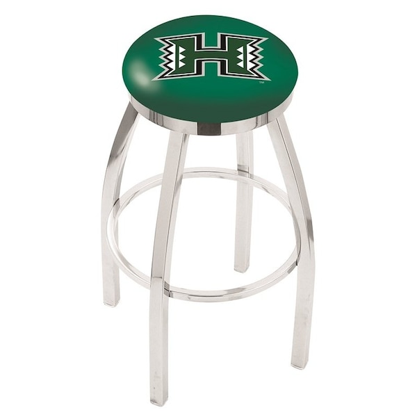 25" Chrome Hawaii Swivel Bar Stool, Accent Ring