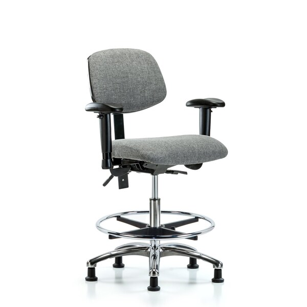 Medium Bench Chair Chair, Fab, Med Ben, Chr Tilt AA CF Gld Gry, Adjustable Arms, 22" to 29" Height