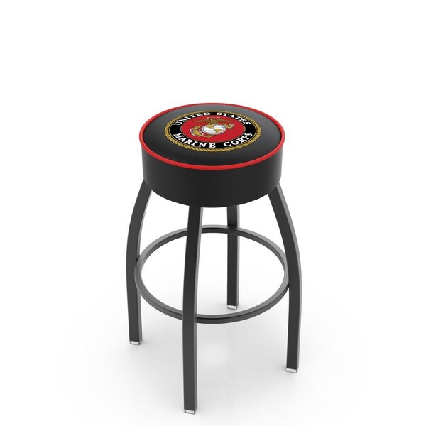 25" 4" U.S. Marines Cushion Seat, Blk Wrinkle Base Swivel Bar Stool