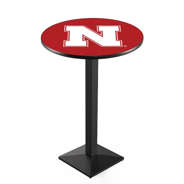 42" Blk Wrinkle Nebraska Pub Table, 36" dia. Top