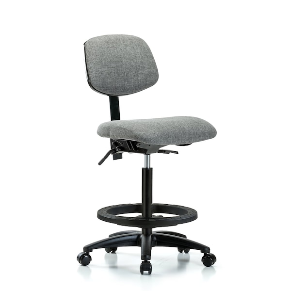 Chair, Fab, Hi Bench, Tilt BF Casters, Gry, No Arms, 26" to 35-1/2" Height, Grey