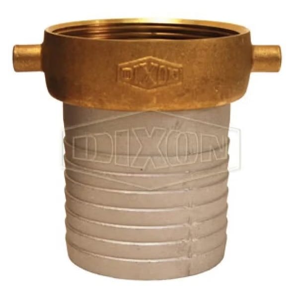 King Short Shank Suction Coupling with Brass Nut, 4 in Nominal, Female NPSM End Style, 5-9/16 in L,